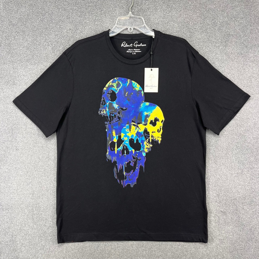 Robert Graham Scream Skull Men Large Black Graphic Tee OF5761-001 NWT Streetwear